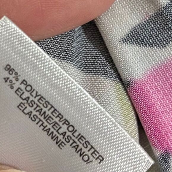 KASPER WOMEN’s VIBRANT MULTI TROPICAL LEAVES PRINT w/ 3/4 BELL SLEEVES TUNIC TOP - Picture 5 of 6